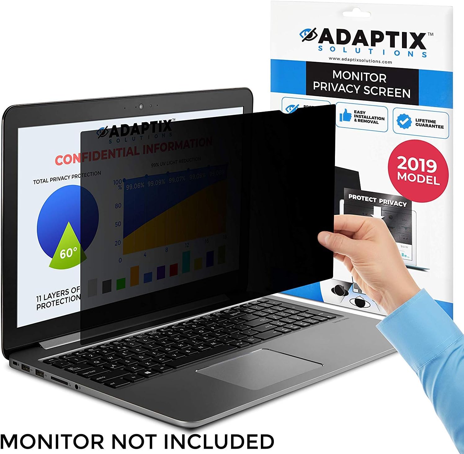 Adaptix Laptop Privacy Screen 14” – Information Protection Privacy Filter for Laptop – Anti-Glare, Anti-Scratch, Blocks 96% UV – Matte or Gloss Finish Privacy Screen Protector – 16:9 (APS14.0W9)