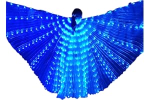 BFYDOAA Belly Dance Wings, Kids LED Glow Light Up Isis Wings with Telescopic Flexible Stick for Stage Festival and Party,57.08 in