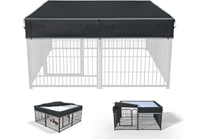 TBNO Dog Playpen Cover (with Sunshade), Heavy Duty 1680D Oxford Fabric + Nylon Breathable Mesh,Only Fits 32”/40"/45" H 8 Panels Dog Playpen,Breathable/Sun Protection/Rain and Snow Protection(Cover Only)