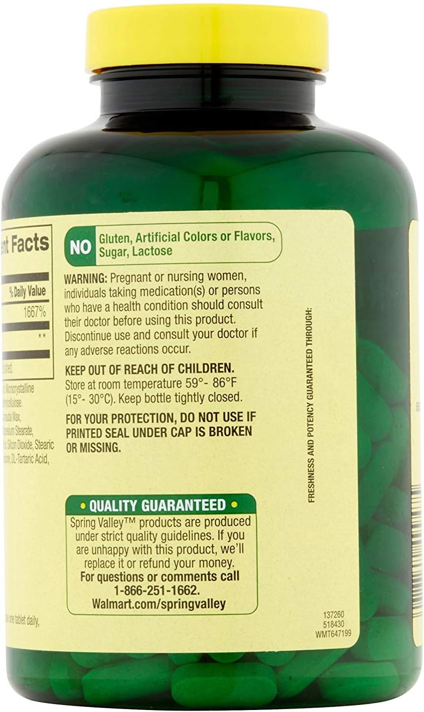 Amazon Com Spring Valley Vitamina C 500 Miligramos Con Rosa Mosqueta 500 Comprimidos Health Personal Care