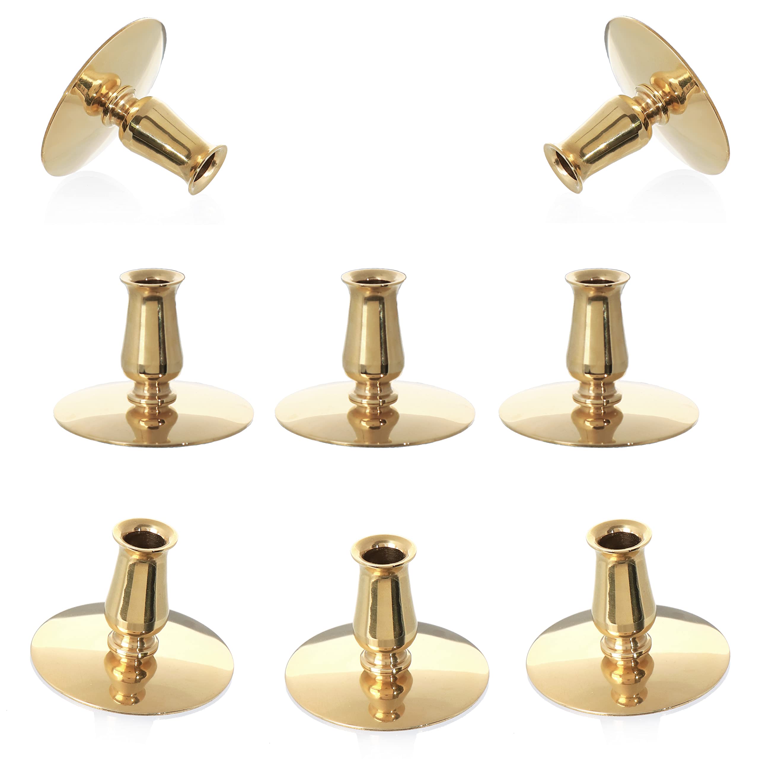 NKlaus 8X Candlesticks Brass Candlesticks Gold Thin Altar Candles Up to Ø0,9cm Wedding 6730