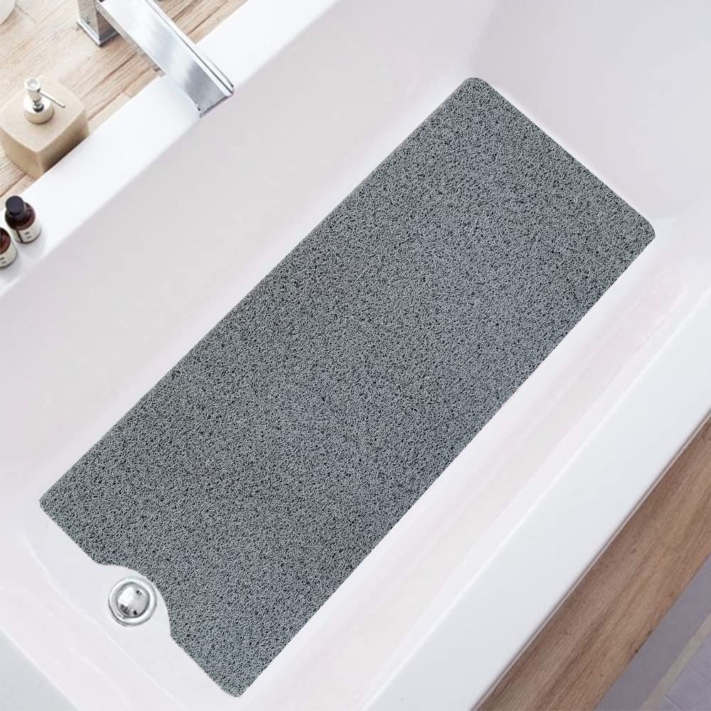 Shower Mat (100 x 40 cm), Non Slip Bath Mats for Inside Bath, Anti Mould Antibacterial PVC Loofah Shower Mat, Soft Comfort Bath Mat Massage Mat for Shower Stall, Quick Drying