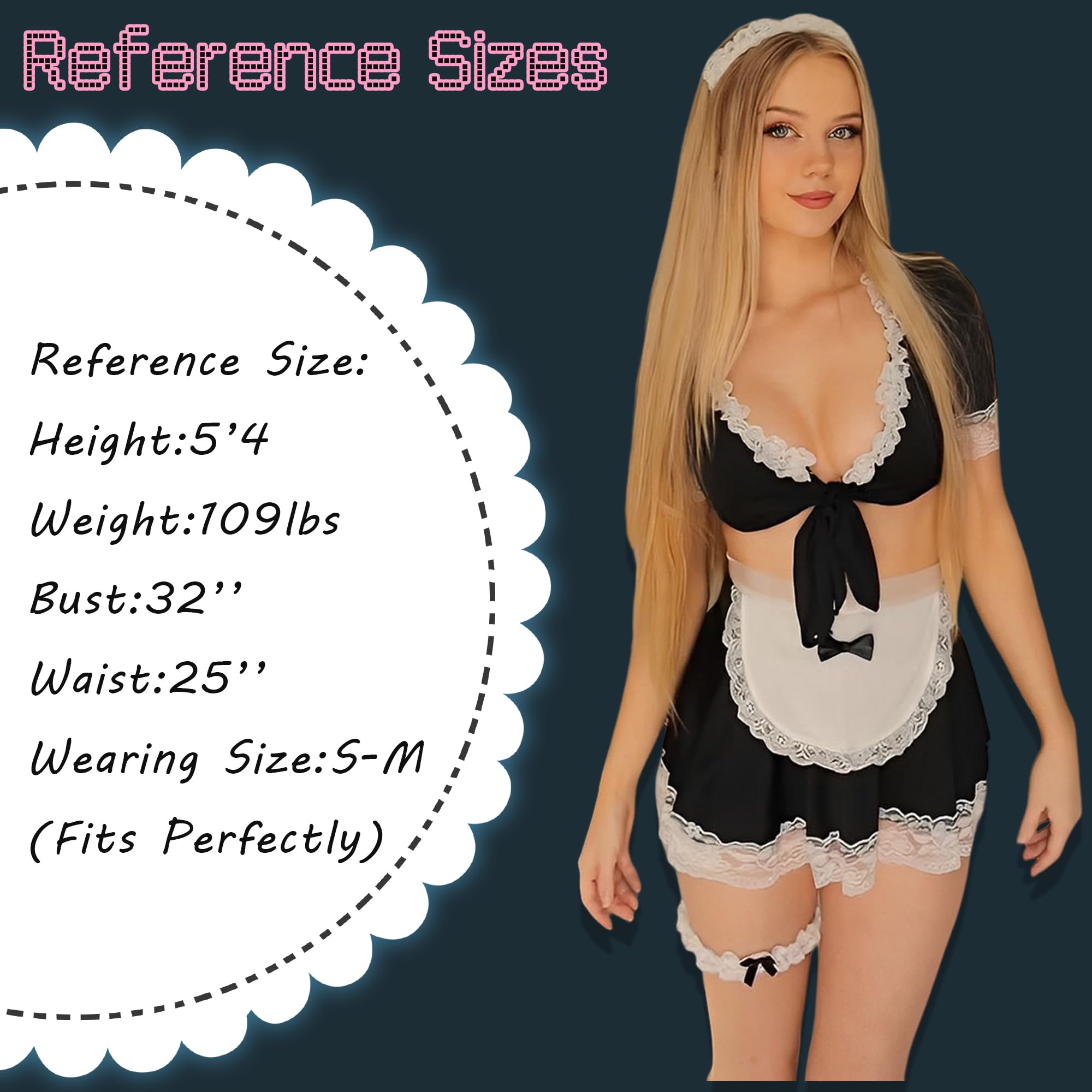 paloli Maid Outfit For Women,Maid Costume With Lace Apron,Fancy Halloween Dress Cosplay Lingerie Set
