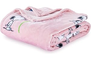 Berkshire Blanket Peanuts® VelvetLoft® Cute Character Snoopy Plush Blanket,Make a Wish Spring Pink,Full/Queen 90 in x 90 in (Official Peanuts® Product)