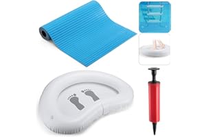 Tinideya 30'' x 9'' Summer Protective Ladder Mat Inflatable Portable Foot Soaking Basin Set Pool Step Pad with Non Slip Stripe Portable Pool Foot Soak Washing Tub for Swimming Pool Spa Supplies