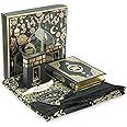 ihvan online Prayer Gift Set for Hajj and Umrah, Muslim Prayer Rug, Prayer Mat, Beads Taasbih, Holy Quran Translated English, Muslim Praying Mat, Islamic Gift Set for Ramadan & Eid, Black