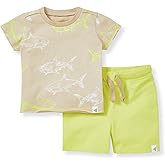 Burt's Bees Baby Boys Shirt and Pant Set, Top & Shorts Outfit Bundle, 100% Organic Cotton
