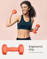SONGMICS Dumbbells Set 2 x 3 kg Hex Neoprene Coated Papaya Orange SYL906O01 view 3