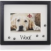 Lawrence Frames Walnut Wood 4 by 6 Woof Picture Frame, Matted Shadow Bo by Dog Frame, Brown