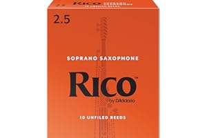 D'Addario Woodwinds - Rico Soprano Sax Reeds - Soprano Saxophone Reeds - Soprano Reeds Crafted for Beginners, Students, Educators - Strength 2.5, 10-Pack