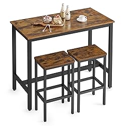 VASAGLE Bar Table Set, with 2 Bar Stools, Dining