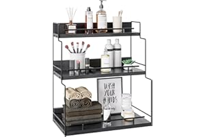 ZGO 3-Tier Bathroom Organizers and Storage Countertop, Makeup Organizer Countertop, Bathroom Counter Organizer, Tiered Tray Stand Make up Organizers for Counter Kitchen Countertop Organizer(Black)
