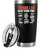 Panvola Things I Do In My Spare Time Car Gifts For Men Women New Drivers Boyfriend Dad Husband Car Lovers Mechanic Collector Vacuum Insulated Tumbler with Straw and Removable Lid 20 oz Black