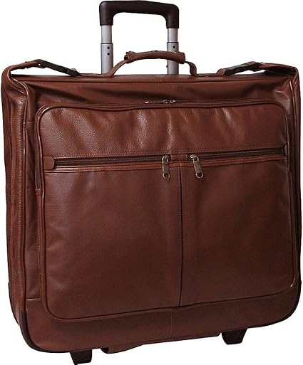 brown leather garment bag