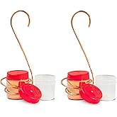 Monarch Abode Hanging Hummingbird Feeders for Outdoors – Pure Copper Handcrafted Single Hanging Hummingbird Feeder, Decorative Humming Bird Feeders for Outdoors Garden Patio Deck, Pack of 2