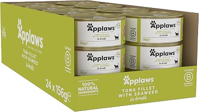Applaws Tuna Fillet and Seaweed Wet Cat Food 156 g Tin Pack of 24