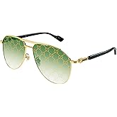 Gucci GG1220S 004 Gold/Green Pilot Men's Sunglasses