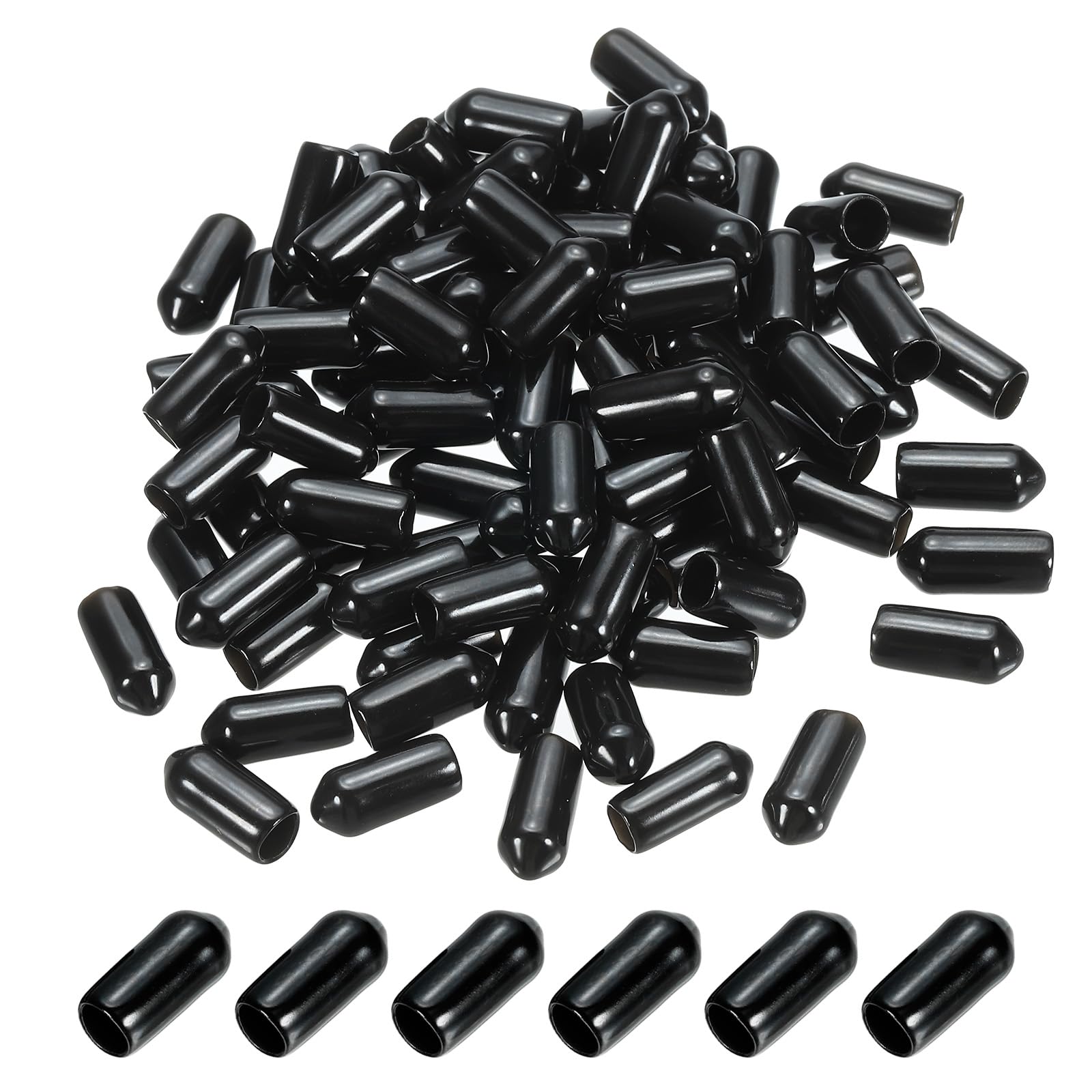 PATIKIL 5.5MM Vinyl Rubber End Caps, 150 Pack Flexible Bolt Screw Covers, Black