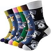 Jsimmotd Funny Casual Fashion Crew Socks 6 Pairs,Novelty Colorful Patterned Cute Dress Calf Sock For Men Or Women