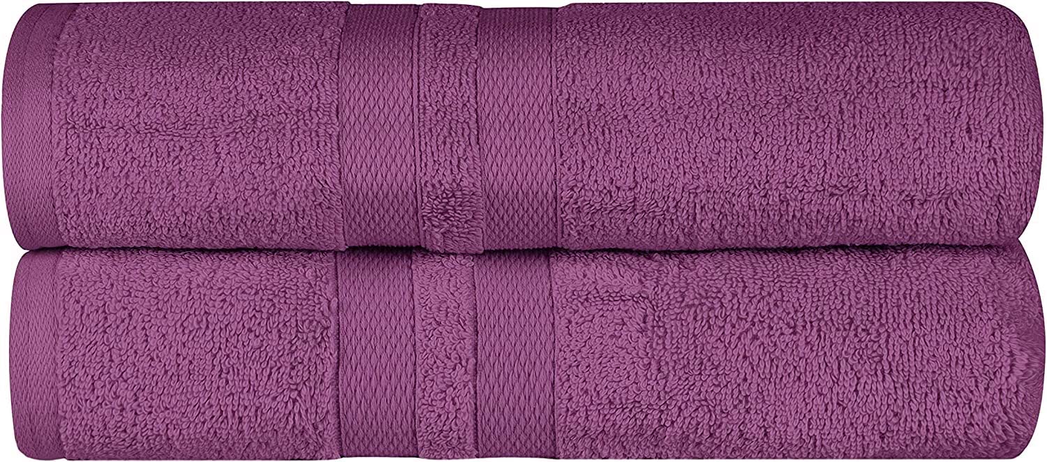 Wholesale Trade Dealz Pack of 2 Large Jumbo Bath Sheet Towels(75 x 150 cm) 100% Egyptian Cotton Big Bath Sheets Quick dry & Absorbent (Purple, Cotton)