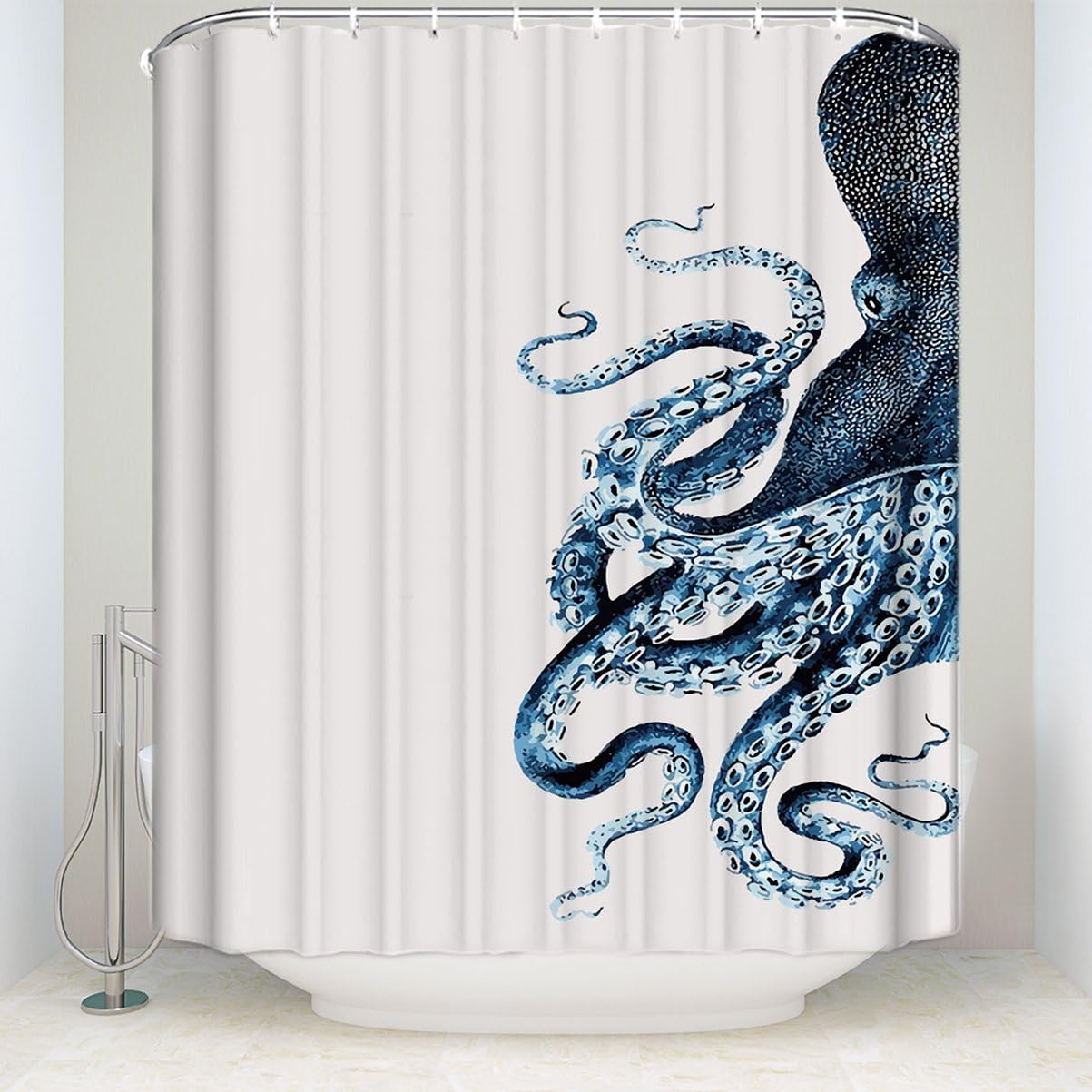 Fabric Shower Curtain Set with Hooks Waterproof & Anti