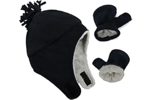 Zando Baby Winter Hat and Mitten Set Size 3M-7Y - Cute Fleece Sherpa Lined Warm Beanie for Toddler Kids Newborn Boys Girls