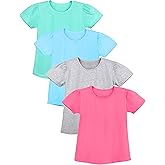 Poroka 4 Pack Baby and Toddler Girls Shirts Cotton Short Sleeve T-Shirts Kids Tshirts Summer Tees Tops