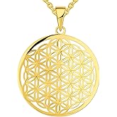 JO WISDOM Flower of Life Necklace,925 Sterling Silver Family Coin Pendant Necklace