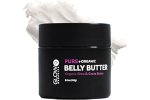 Glow Organics Belly Butter for Pregnancy, 100% Organic Stretch Mark Cream, Maternity Skincare for Itchy Skin & Scars, Safe Daily Ritual for Moms, 3.8oz