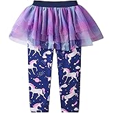 DXTON Kid Girls Leggings with Skirt Toddler Girl Printed Tutu Skirt Pant Birthday Party 3-12 Years