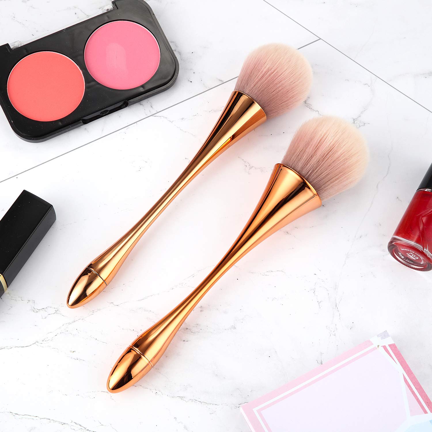 2 Pieces Large Mineral Powder Brush Nail Brushes Kabuki Makeup Brushes Soft Fluffy Foundation Brush Blush Brush for Large Coverage Loose Powder Bronzer Blush Blending Buffing: Beauty