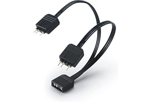 Akasa Addressable RGB LED Splitter Cable | 1-to-2 aRGB LED Splitter | 3-Pin Connector | 1 Female to 2 Male | 12cm | AK-CBLD08