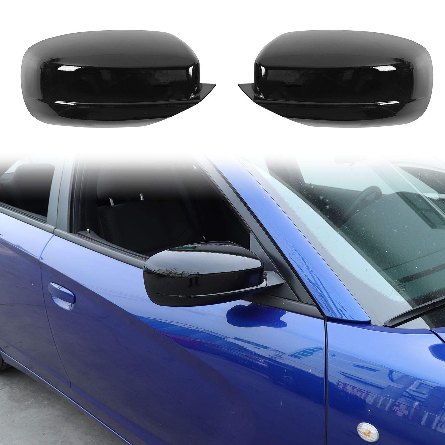 Photo 1 of Voodonala for Charger Rearview Mirror Rear View Mirror Side Mirror Cover Decoration Trim Fit for 2010-2024+ Dodge Charger for Chrysler 300 300C Exterior Accessories, Black ABS 2pcs