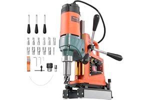 VEVOR Magnetic Drill Press, 1400 W, 2 inch Boring Diameter, 0-750 RPM Speed, Reversible Direction, Mag Drill Press with 11 Core Bits, Electric Drilling Machine for Industrial and Home Improvement