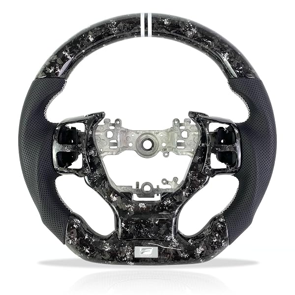 CAR STEERING WHEEL FOR LEXUS IS RCF SPORT CARBON FIBER STEERING WHEEL 2014 2015 2016 2017 2018 2019 2020 2021 20222 2023 2024 (SILVER FORGED CARBON FIBER + PERFORATED LEATHER)