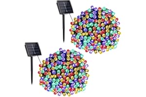 Toodour Solar Christmas Lights Outdoor, 2 Packs Total 144ft 400 LED Solar String Lights with 8 Mode, Outdoor Christmas String Light for Garden, Patio, Fence, Balcony, Xmas Tree Decor - Multicolor