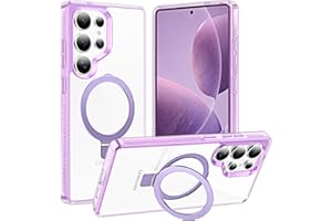 STERKER Magnetic Ring Stand Case for Samsung Galaxy S23 Ultra Case [Military Grade Drop Protection][Case for Magnetic] with Kickstand, Not Yellowing Slim Case for S23 Ultra, Clear Purple