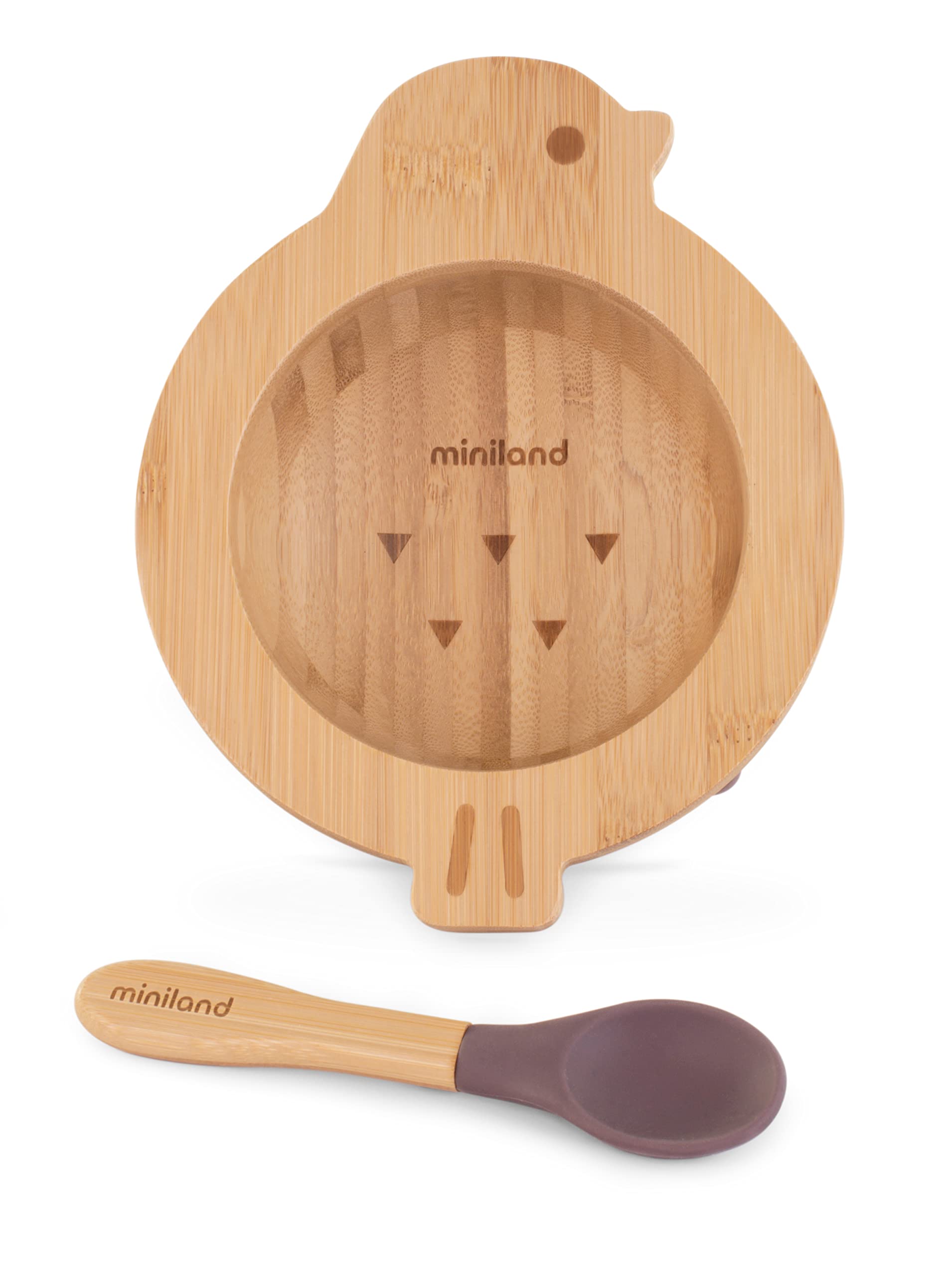 MINILAND. Wooden Bowl Chick. Set of Wooden Bowl and Spoon for BLW