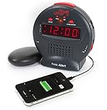 Sonic Bomb Jr. by Sonic Alert Loud Alarm Clock with Bed Shaker Vibrator. For Heavy Sleepers, Teenagers, People with Hearing Loss, Seniors, and the Deaf - Sonic Bomb Jr. - SBJ525SS