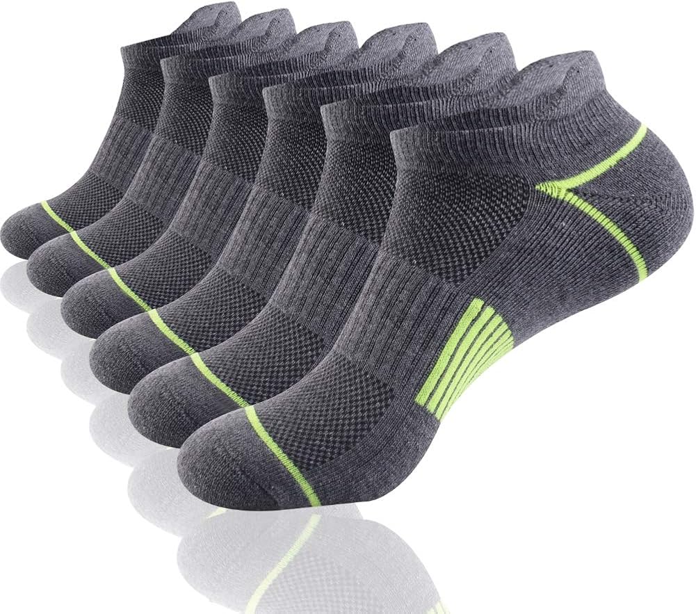JOYNÉE Mens Athletic Low Cut Ankle Tab Socks 6 Pack