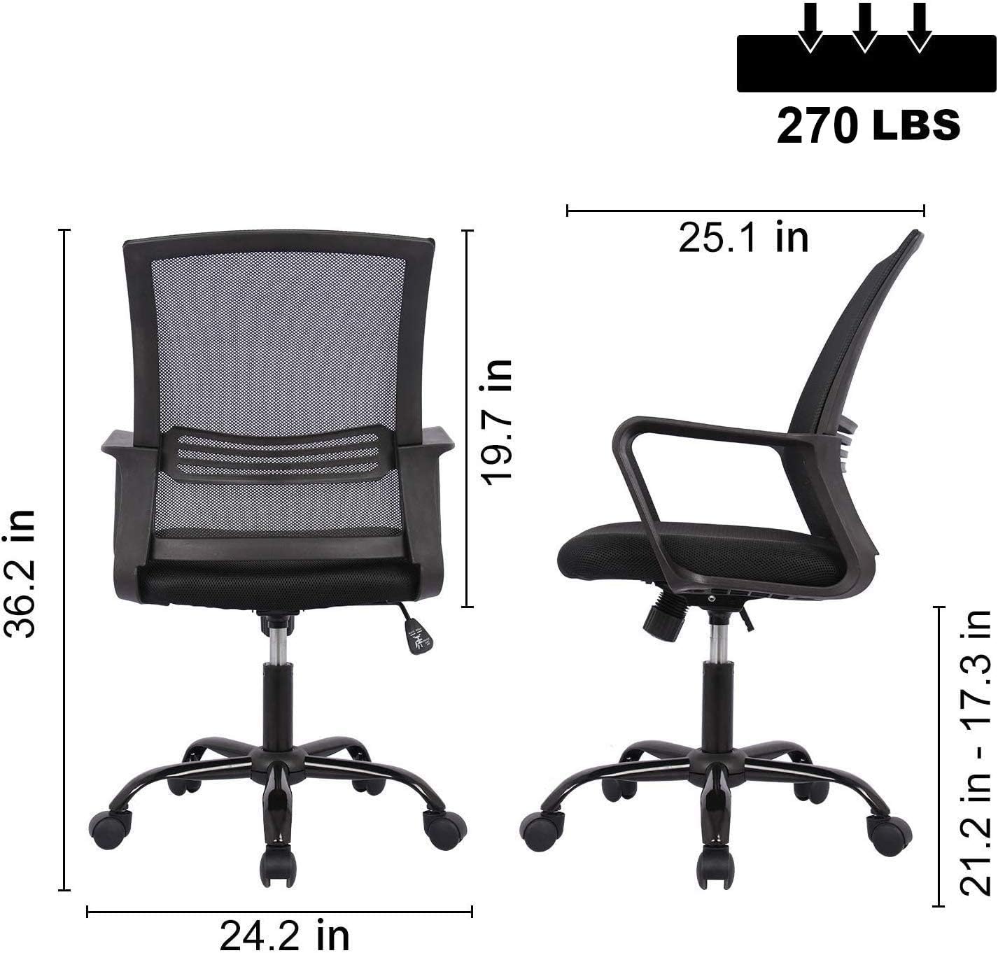 Smugdesk Mid-Back Ergonomic Office Lumbar Support Mesh Computer Desk Task Chair with Armrests: Kitchen & Dining