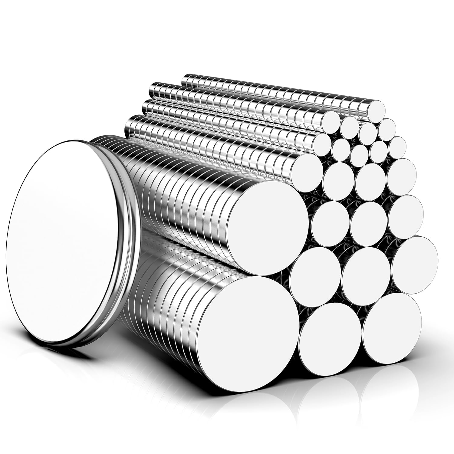 Photo 1 of Magnets, Caturledas 600 Pack 8 Different Sizes Small Round Magnetic Rare Earth Neodymium Fridge Magnet for Home Kitchen Office School Hobby Handcraft Woodworking Miniature Model Base, Silver