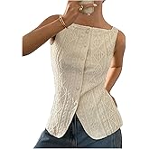 SOLY HUX Women's Button Down Y2k Textured Tank Top Sleeveless Vest Shirt Old Money Clothes