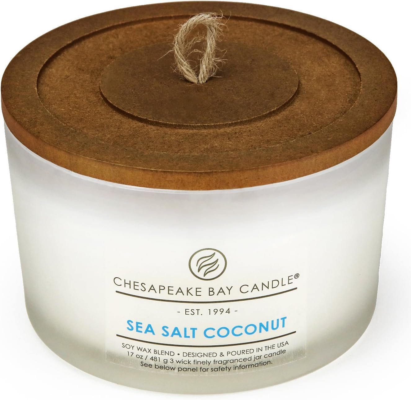 Chesapeake Bay Candle 3-Wick Scented Candle, Sea Salt Coconut, Coffee Table Jar