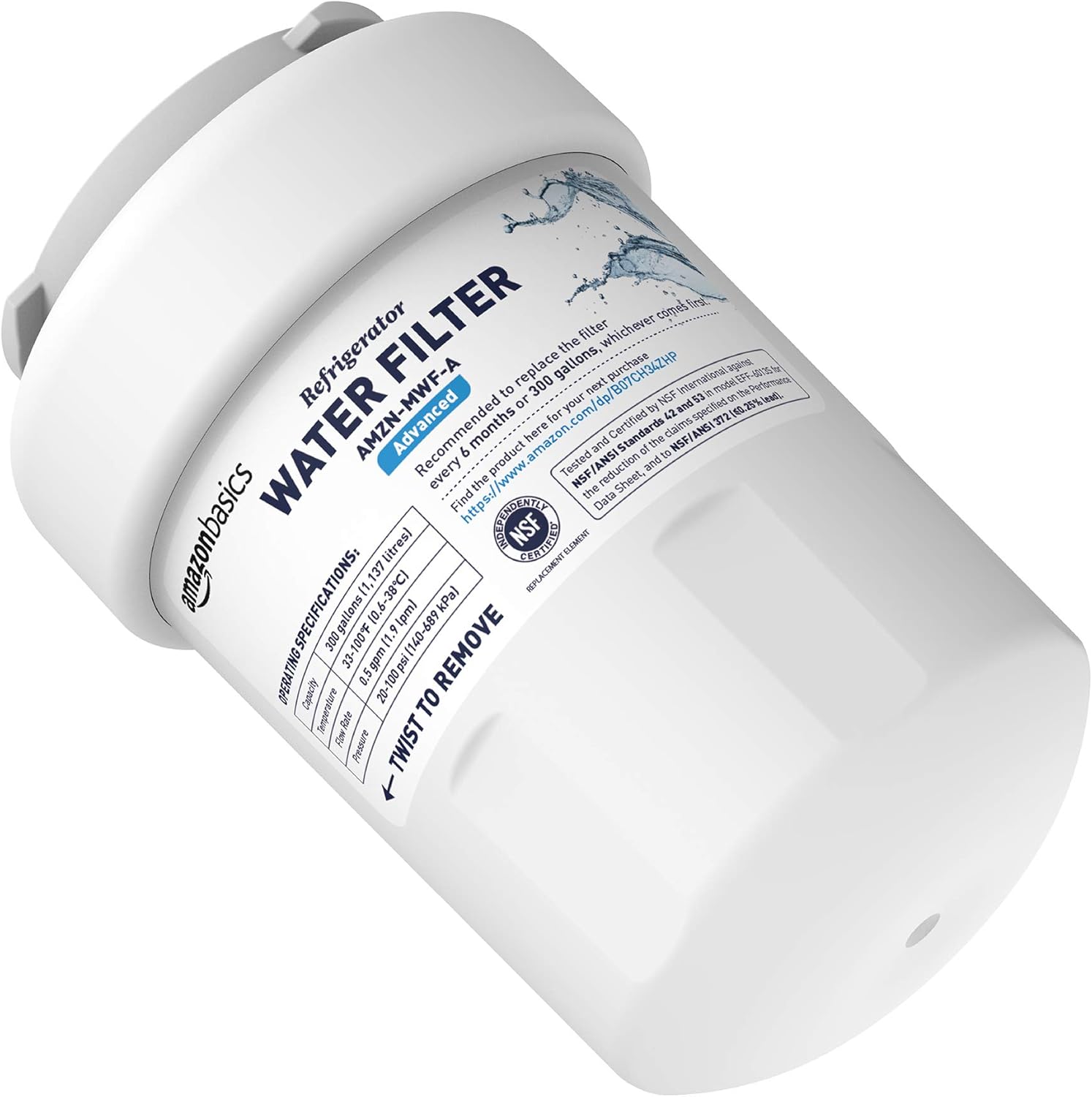 AmazonBasics Replacement GE MWF Refrigerator Water Filter Cartridge