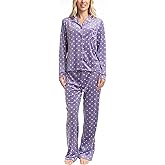 MUK LUKS Women's 2 Piece Pajama Set - Silky Veluor Button Down Top and Pajama Pants, Lovely Gems, Pijamas de Mujer