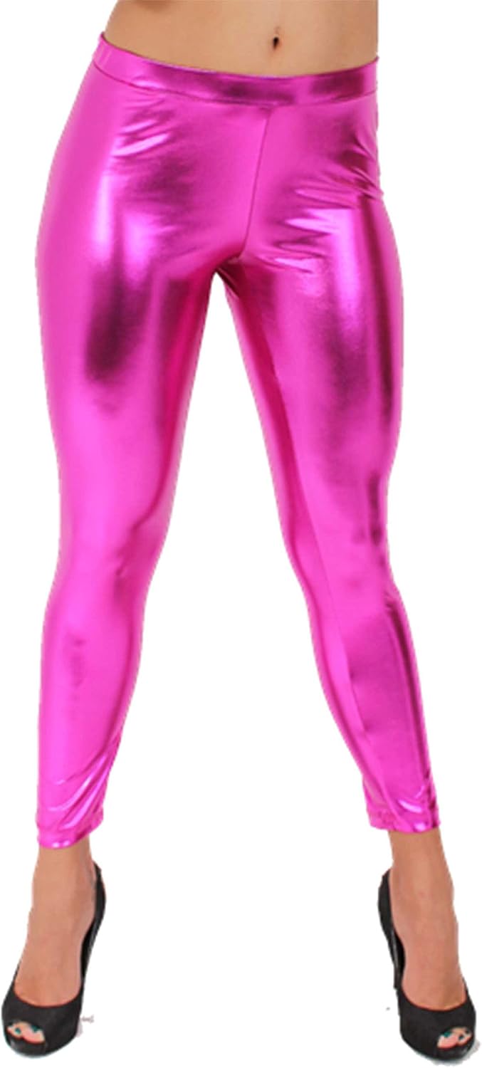 hot pink metallic leggings
