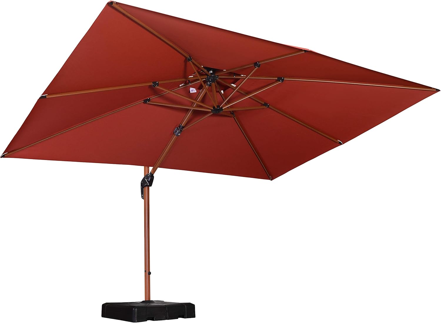 PURPLE LEAF Double Top Deluxe Wood Pattern Round Patio Umbrella Offset