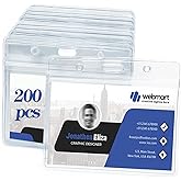 TOTDTDA 200 Pack Horizontal Badge, Name tag ID Holder, Extra Thick with Resealable Zip（200 Pcs