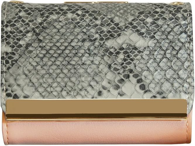 Amazon ミニ財布 ショルダー レディース お財布ポシェット パイソン型押し 2way がま口3つ折り財布 斜めがけ がま口 ヘビ柄 蛇柄 コンパクト ピンク 財布